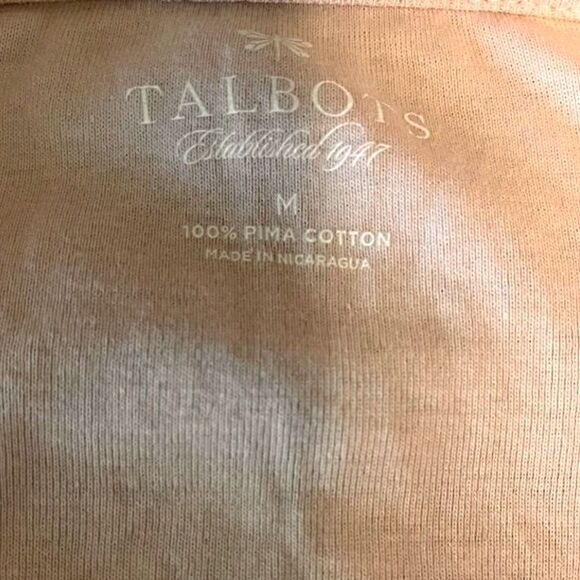 Talbots Tee M Pink Long Sleeve Pima Cotton Crew Nck Minimalist Casual Soft Basic - Picture 3 of 5